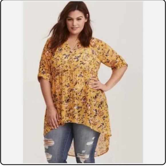 torrid Dresses & Skirts - Torrid Floral High Low Tunic Top Cottagecore Boho Indie Sz 1